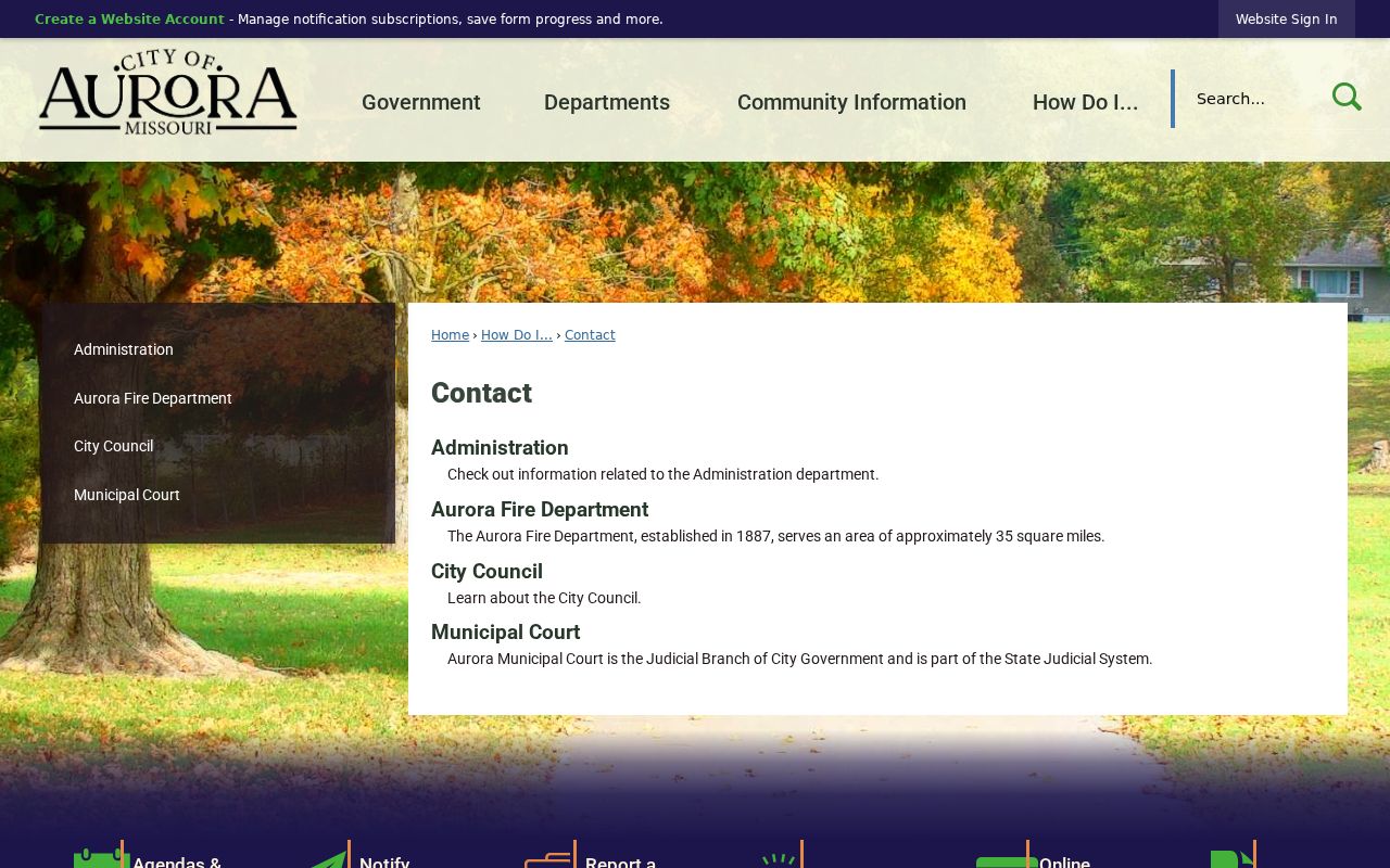 Aurora Missouri court records source showing city contact and municipal court statement