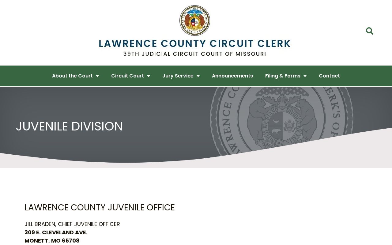 Lawrence County civil court docket juvenile access boundary reference
