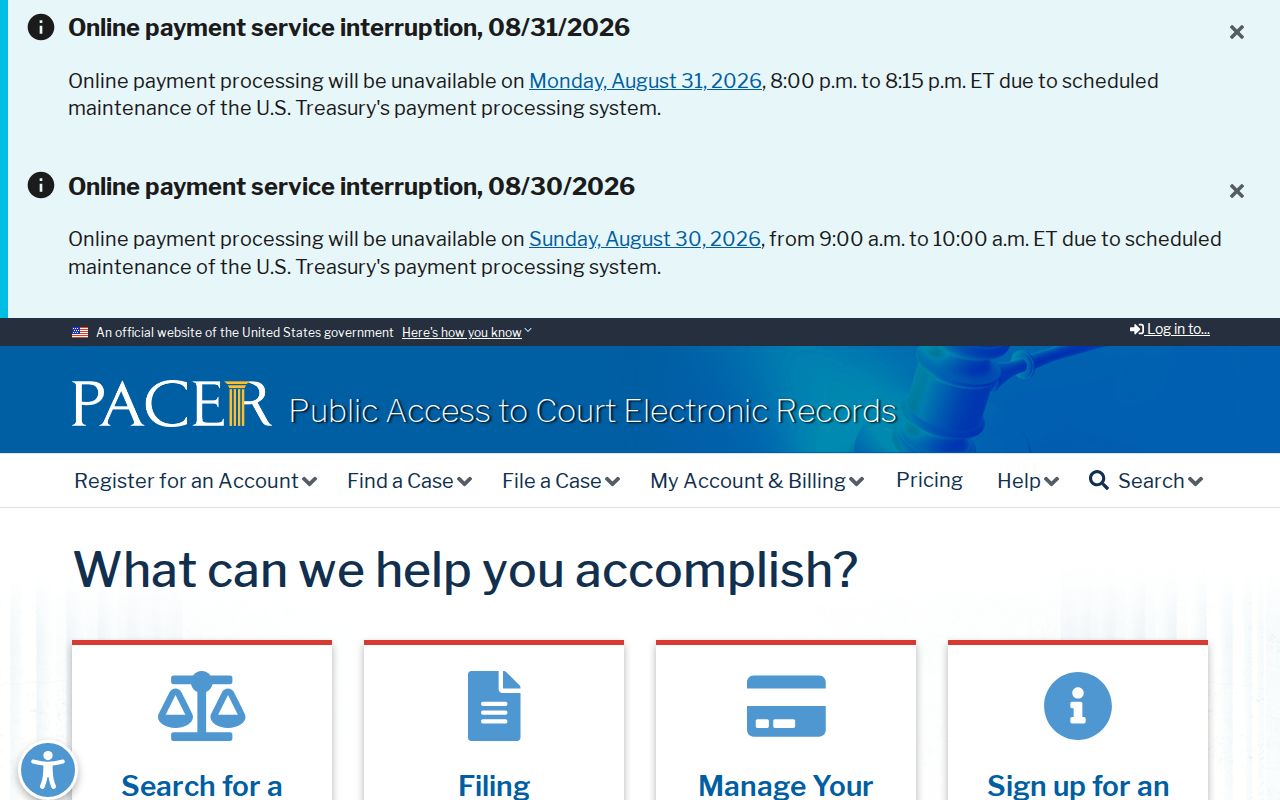 Lawrence County court case records reference for federal PACER access