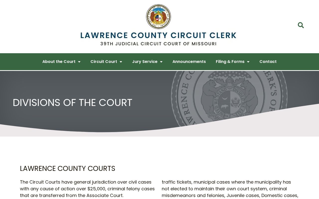 Lawrence County court docket division information from the Circuit Clerk