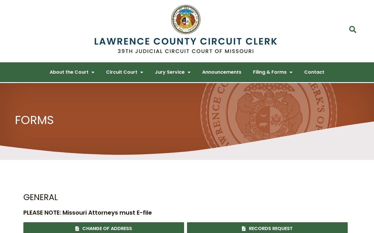 Miller court records Lawrence County forms and records request reference