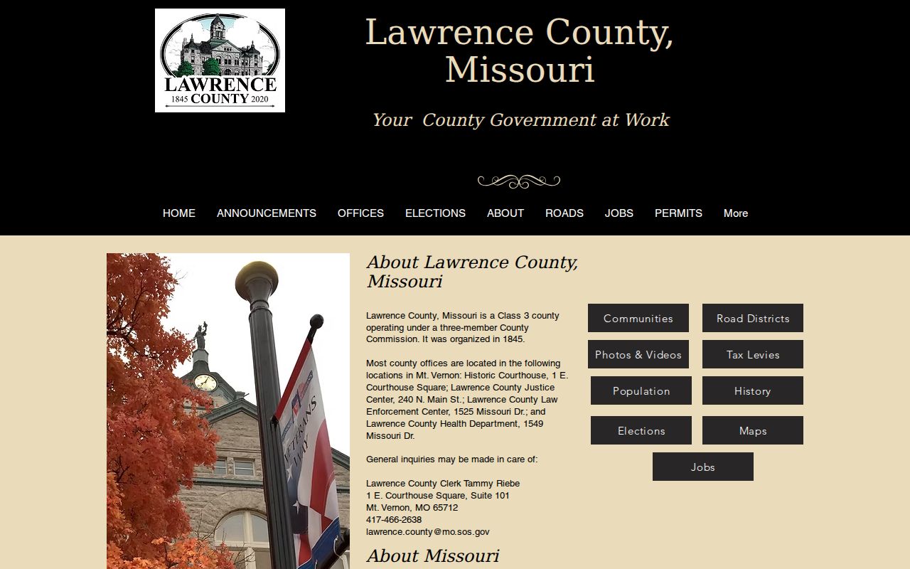 Mount Vernon Missouri court records source for Mount Vernon showing Historic Courthouse and county government geography