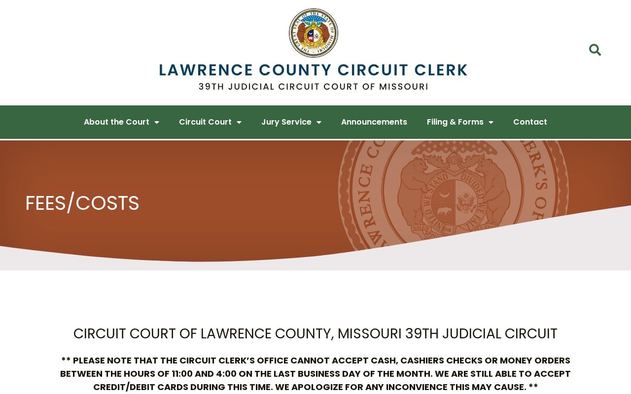 Pierce City court records Lawrence County copy and certification fee reference