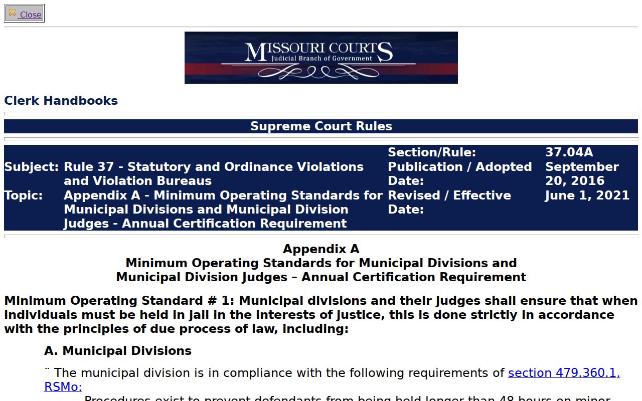 Lawrence County traffic court record municipal division standards reference